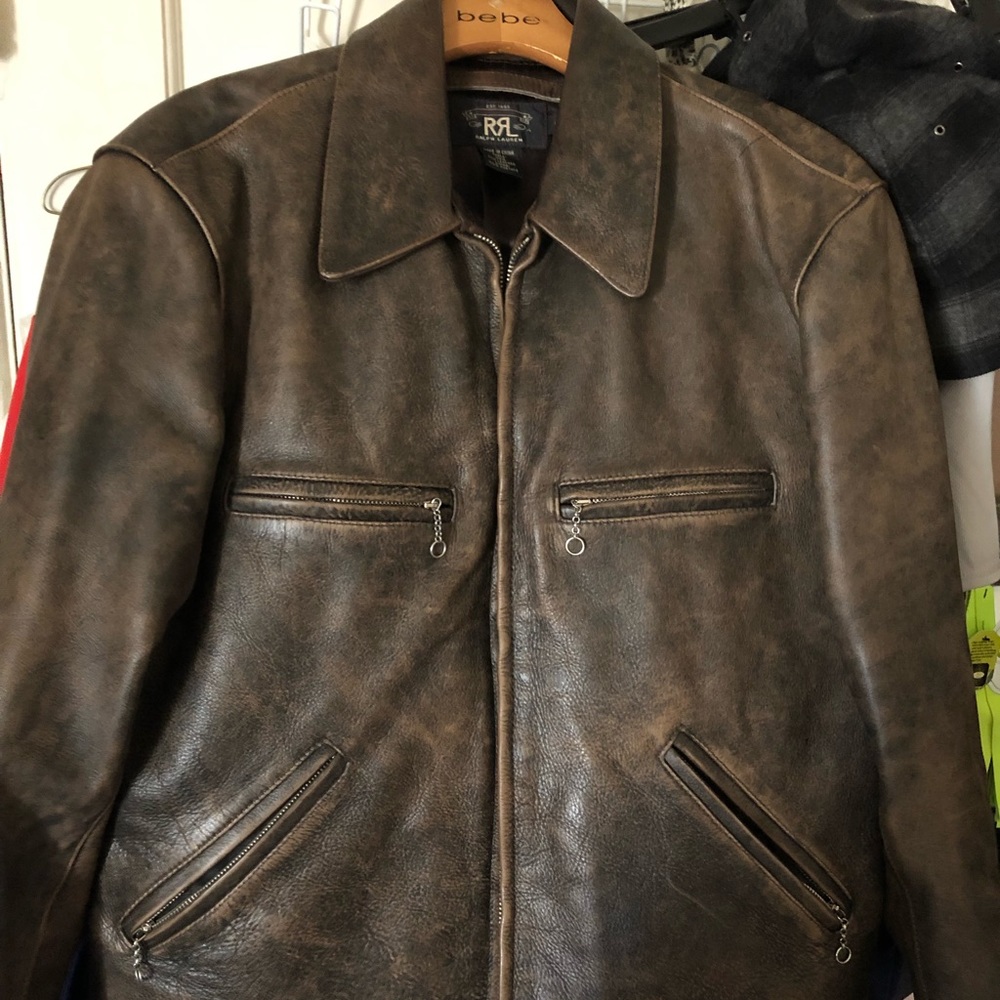Ralph Lauren, RRL, Double R, Polo Men’s Leather Jacket Brown Vintage Style Cow